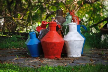 pitchers where olive oil is placed