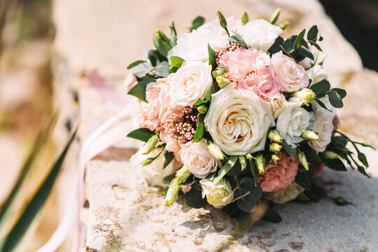Wedding bouquet of delicate roses