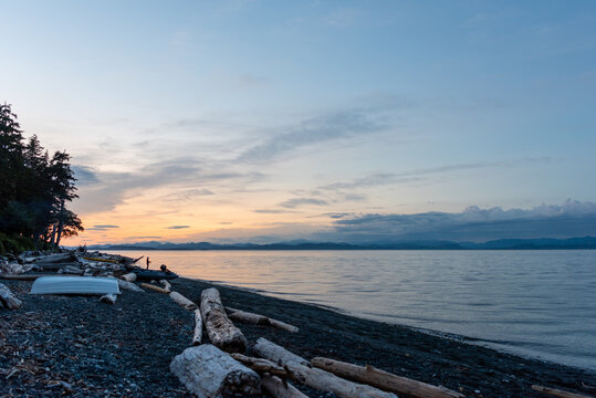 Bere Point beach at dusk, Sointula, Malcolm Island