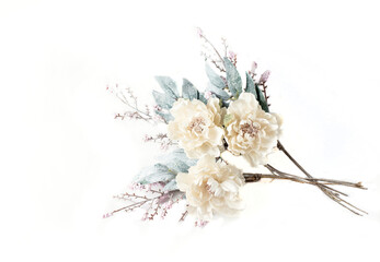 Floral background. Beautiful flowers on a white background. copyspace