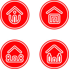 Home icon or logo on a red background for the presentation purpose of the website mobile app