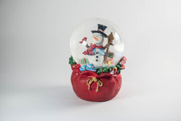 snowman globe and christmas decorations