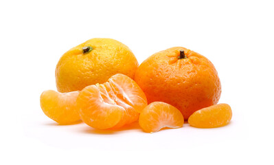 Chinese orange isolated on white background. Seedless oranges, Mandarin oranges.