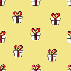 Vector seamless pattern with gifts.