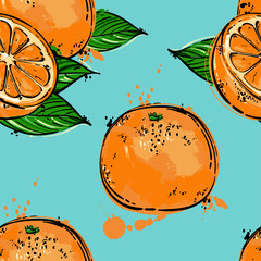 Seamless vector abstract pattern with oranges.