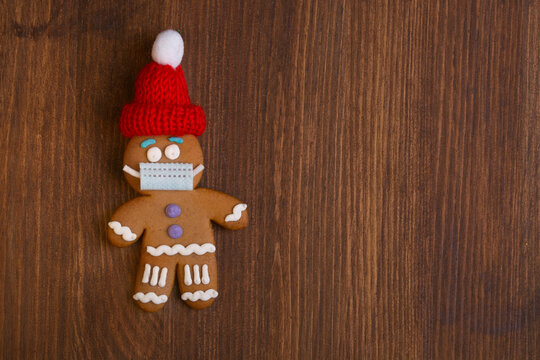 New Year Gingerbread Man Wearing Medical Mask