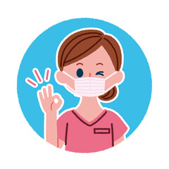 マスクをつけた歯科助手のアイコン
