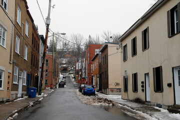 rue de la ville de Québec au début de l'hiver