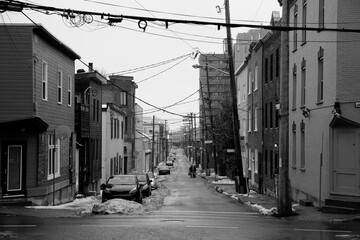 Fototapeta na wymiar rue de la ville de Québec au début de l'hiver