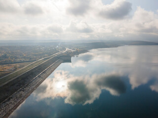 Fototapeta na wymiar Aerial view of Ogosta Reservoir, Bulgaria