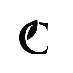 letter c leaf black logo	
