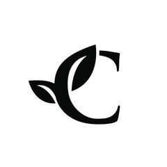 letter c leaf black logo	
