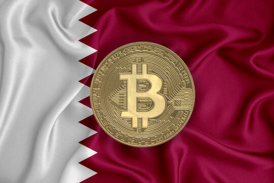 flag, bitcoin gold coin on flag background. The concept of blockchain, bitcoin, currency decentralization in the country. 3d-rendering