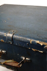 An old suitcase about 40 years of the 19th century. Dark blue color and protected corners with...