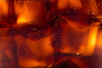 Cola With Ice Cubes In Glass Texture