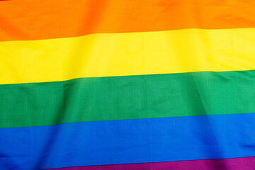 Mockup made with the LGBT pride flag. Concept of the Pride day, Valentine day, freedom, love. Flat lay, top view, template, overhead