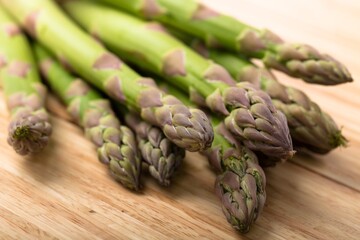 Asparagus on Wooden Background