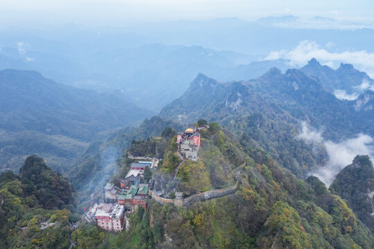 aerial view of wudang mountain landscape