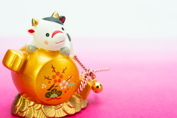 2021年干支の牛（丑、うし）年賀状素材