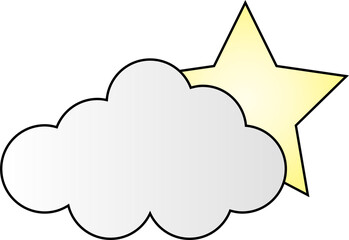 可愛くてシンプルな夜の曇りのち晴れの天気マーク・アイコンのイラスト素材