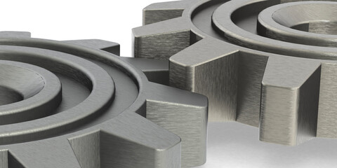 Metal gear engaged isolated on white background