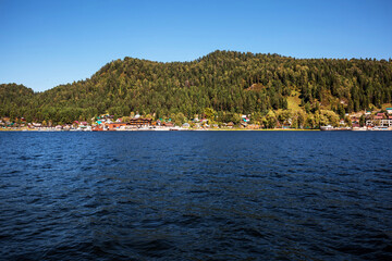 Artybash village on the shore of lake Teletskoye. Altai, Russia