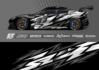 Car wrap decal designs. Abstract racing and sport background for racing livery or daily use car vinyl sticker.