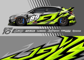 Car wrap decal designs. Abstract racing and sport background for racing livery or daily use car vinyl sticker. © zoulgraphic