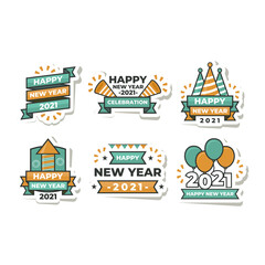 set Happy New Year elegant design of colored 2021 logo numbers