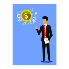 business man and a coin on top