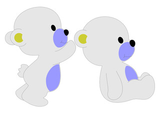 Cute cartoon polar bear cubs collection. Simple, modern style vector illustration.