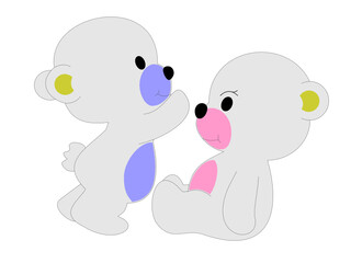 Cute cartoon polar bear cubs collection. Simple, modern style vector illustration.