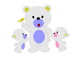 Cute cartoon polar bear cubs collection. Simple, modern style vector illustration.