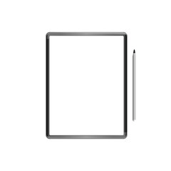 Tablet with pen for drawing on a light background.