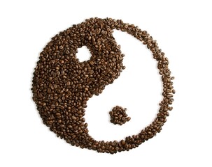 Coffee beans in a yin yang symbol