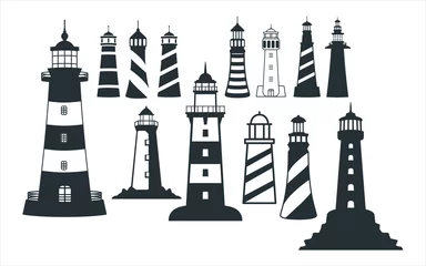 Fotobehang assorted lighthouse vector graphic design template set for sticker, decoration, cutting and print file © great19