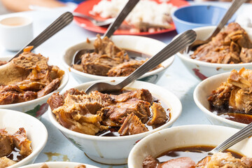 Variety of authentic bak kut teh, popular Chinese food in Klang, Malaysia
