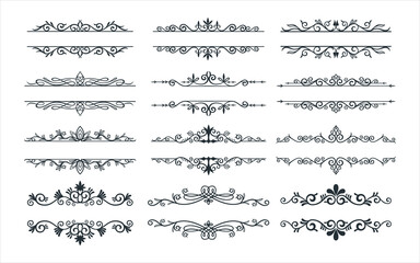 assorted floral divider, decorative swirl border split vector graphic design template set for sticker, decoration, cutting and print file