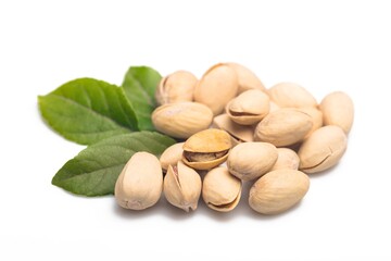 Pistachios And Leaves