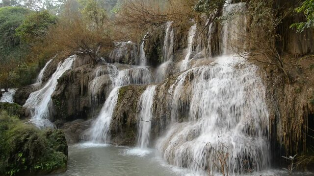 Tee Lor Su waterfall in deep forest and a large waterfall in The Northen of Thailand.