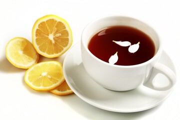 Tea with flower petals and lemons