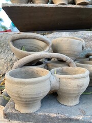 clay pots on the table