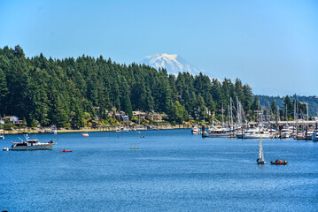 Fototapeta na wymiar Sunny summer day at Gig Harbor in Washington State near Seattle and Tacoma