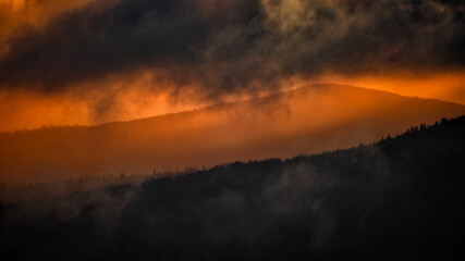A beautiful mountain scenery. Bieszczady National Park.  The Carpathian Mountains. Poland.
