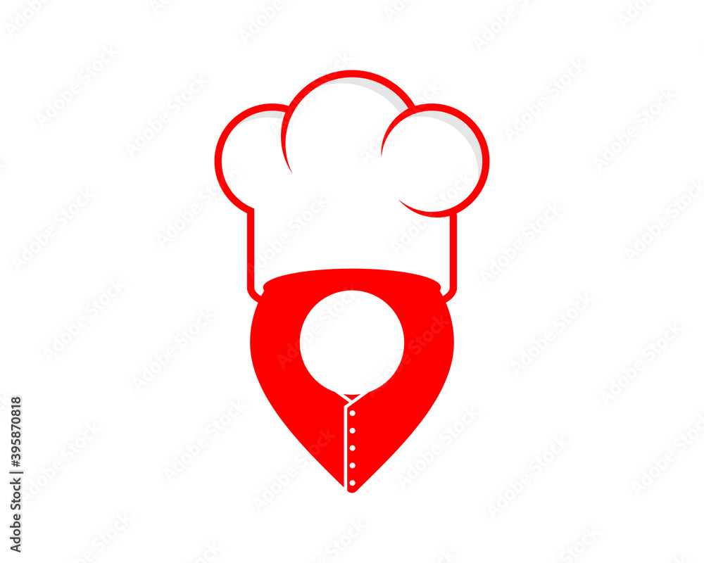 Wall mural Chef suit with pin location shape logo