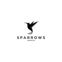 Beauty Sparrow Bird Silhouette Isolated White Background Vector Logo Design