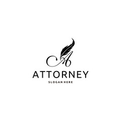Quill Feather and Typographic Logo Letter A Monogram Attorney Law Firm Logo Symbol Icon Design Vector