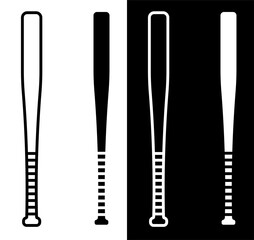 sports baseball bat in black and white simple style. American baseball is national sport. Vector