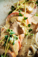 rabbit with truffle puree and red wine
