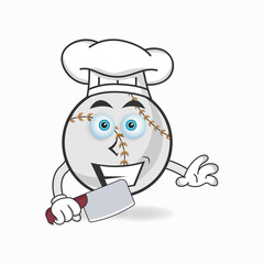 The Baseball mascot character becomes a chef. vector illustration